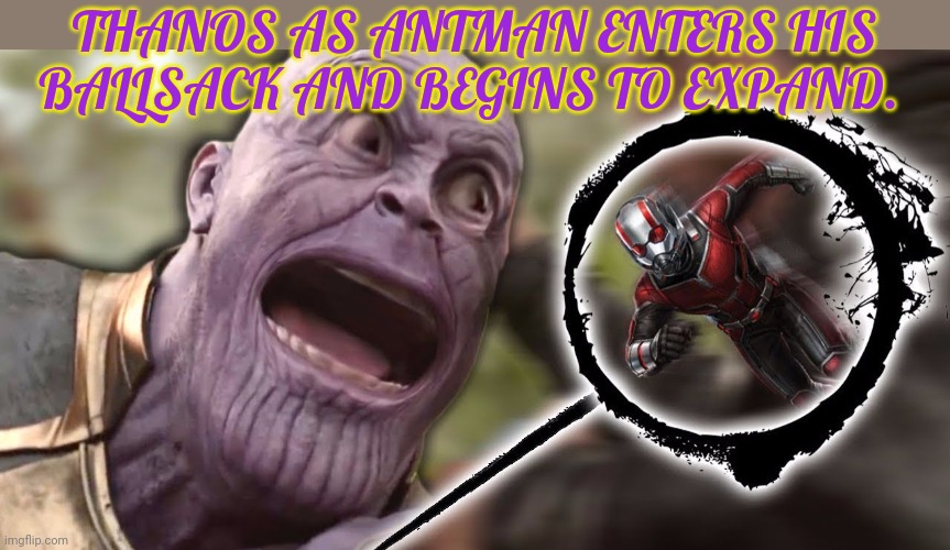 What did it cost? | THANOS AS ANTMAN ENTERS HIS BALLSACK AND BEGINS TO EXPAND. | image tagged in everything,balls,thanos impossible | made w/ Imgflip meme maker