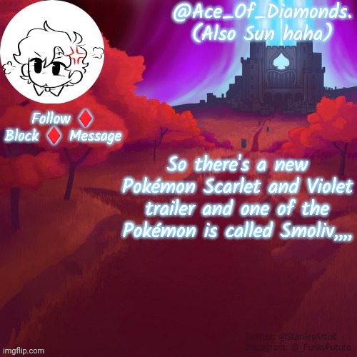 S m o l i v e. | So there's a new Pokémon Scarlet and Violet trailer and one of the Pokémon is called Smoliv,,,, | image tagged in diamond's pico temp by diamond | made w/ Imgflip meme maker