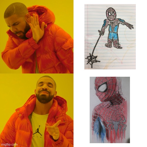 spider-man... yes | image tagged in memes,drake hotline bling,spiderman | made w/ Imgflip meme maker