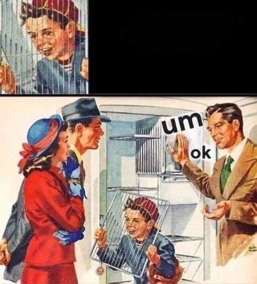 Kid behind grate um ok Blank Meme Template