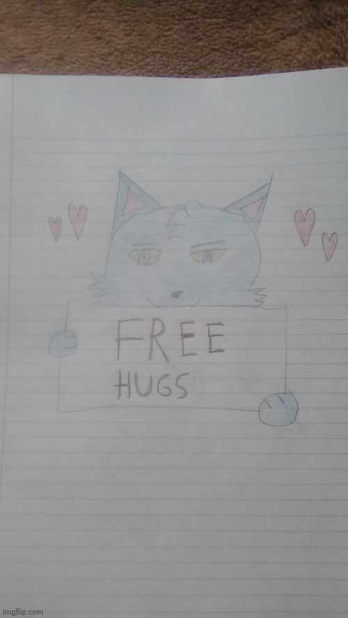 Free hugs! (Art by me) | image tagged in furry,fursona,oc,cute,wholesome,drawings | made w/ Imgflip meme maker