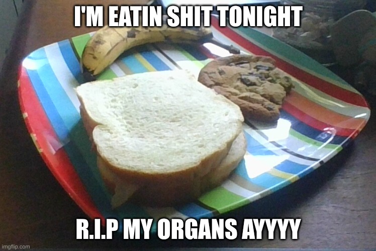 don't ask | I'M EATIN SHIT TONIGHT; R.I.P MY ORGANS AYYYY | made w/ Imgflip meme maker