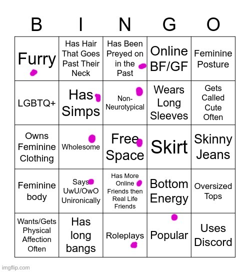 I'm not a femboy, but I got bingo! | made w/ Imgflip meme maker