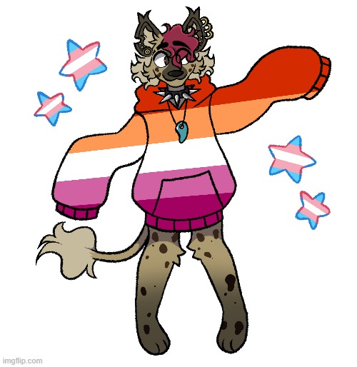 Looks a bit too big for ya xD (By scenebunny) | image tagged in furry,pride,memes,hoodie,transgender,lesbian | made w/ Imgflip meme maker