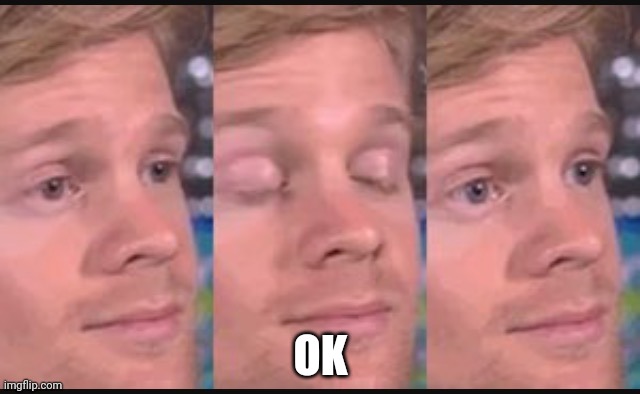 Blinking guy | OK | image tagged in blinking guy | made w/ Imgflip meme maker