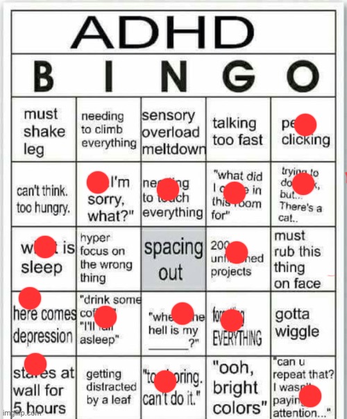 What does this mean? | image tagged in adhd bingo | made w/ Imgflip meme maker