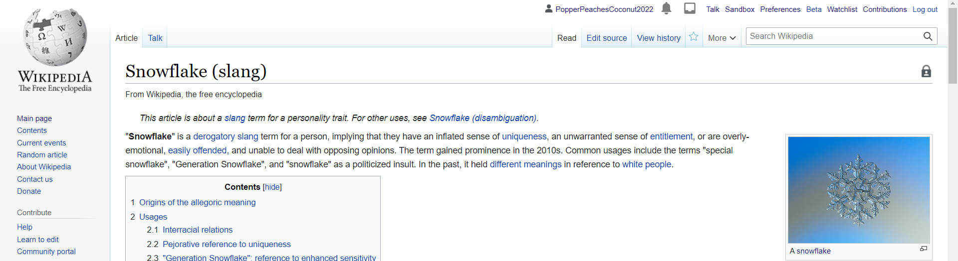 Wikipedia definition for a snowflake Blank Meme Template