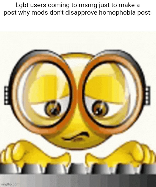 Lgbt users coming to msmg just to make a post why mods don't disapprove homophobia post: | made w/ Imgflip meme maker