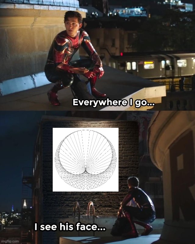 I see cardioid | image tagged in everywhere i go i see his face | made w/ Imgflip meme maker