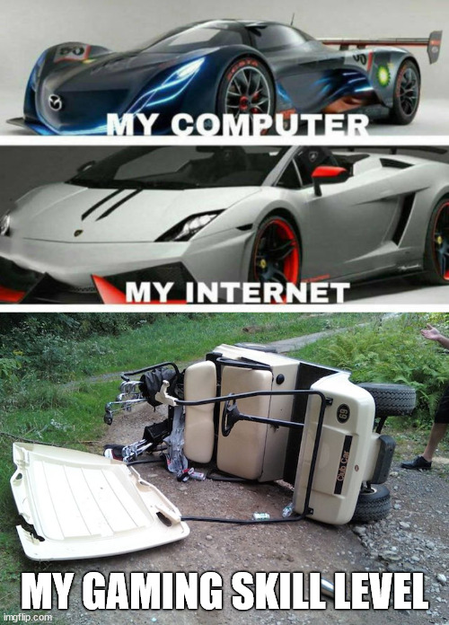 MY GAMING SKILL LEVEL | image tagged in golf cart,gaming | made w/ Imgflip meme maker