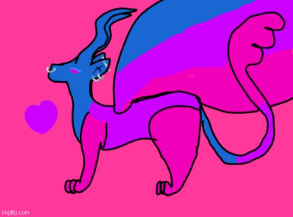 Bi dragon! happy pride month! | image tagged in bisexual,pride,pride month,dragon,drawing | made w/ Imgflip meme maker