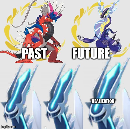Did Dialga do this? | PAST           FUTURE; *REALIZATION* | image tagged in realization | made w/ Imgflip meme maker