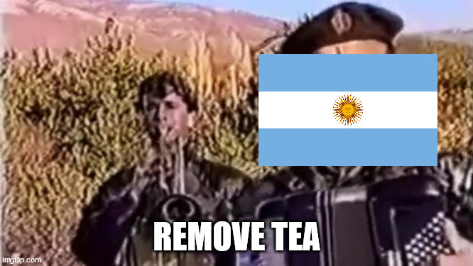 Argentina since 1982 defeat of falklands war | REMOVE TEA | image tagged in remove kebab | made w/ Imgflip meme maker