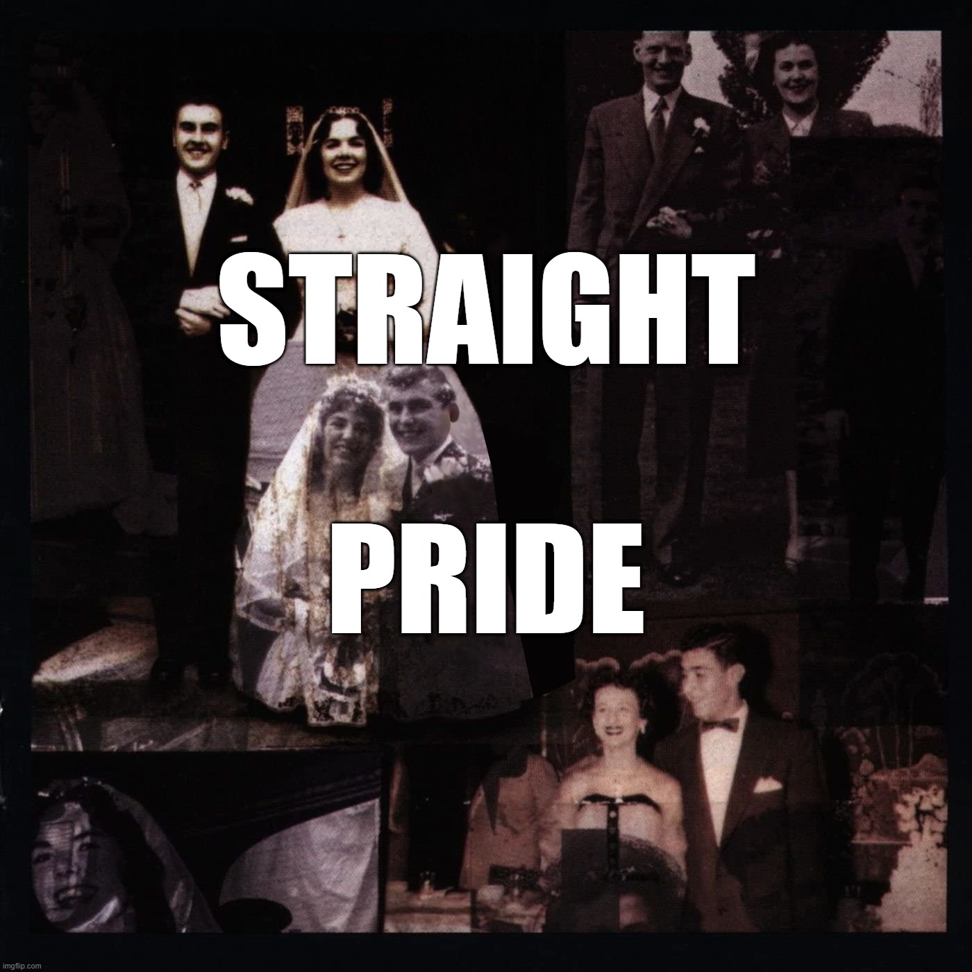 STRAIGHT; PRIDE | image tagged in pride,straight,marriage,weddings,june,men and women | made w/ Imgflip meme maker