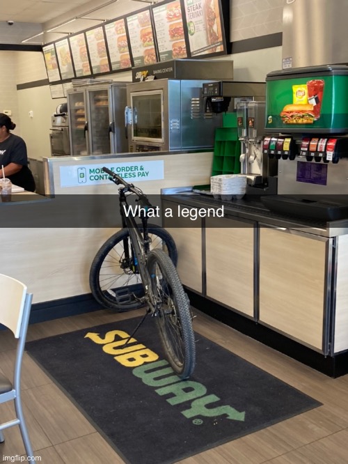 What a legend | image tagged in legend,bike,subway | made w/ Imgflip meme maker