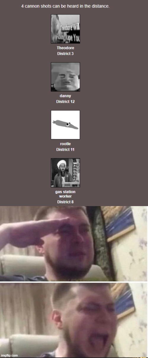 BASED DANNY IS NO MORE | image tagged in crying salute | made w/ Imgflip meme maker