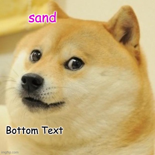 dog | sand; Bottom Text | image tagged in memes,doge | made w/ Imgflip meme maker