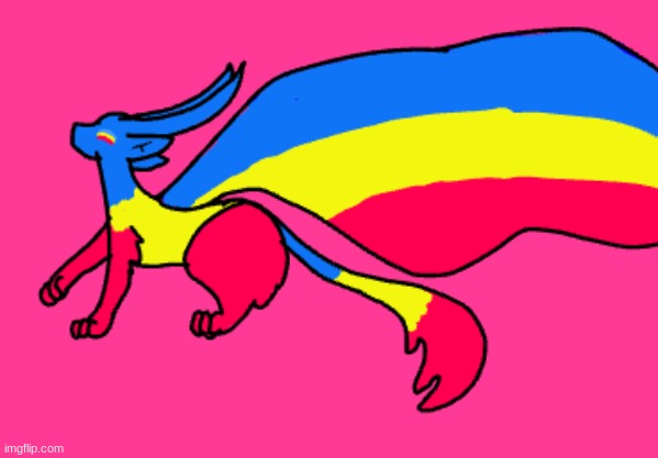 Pan Pride dragon! Happy pride monthhhh! | image tagged in pride month,pride,pansexual,dragon,drawing | made w/ Imgflip meme maker