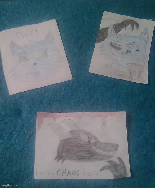 Just a few drawings i made of my fursona and Chaos | image tagged in furry,fursona,oc,drawings | made w/ Imgflip meme maker