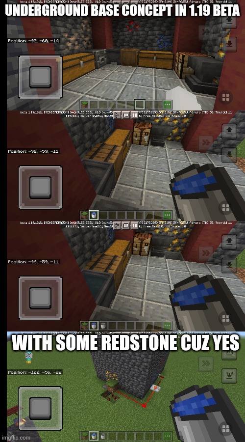 UNDERGROUND BASE CONCEPT IN 1.19 BETA; WITH SOME REDSTONE CUZ YES | made w/ Imgflip meme maker