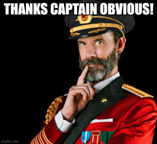 captain obvious | THANKS CAPTAIN OBVIOUS! | image tagged in captain obvious | made w/ Imgflip meme maker