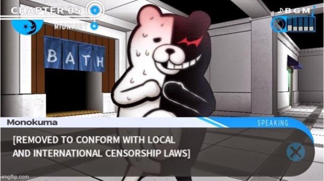 danganronpa is flooding the stream heheheh | image tagged in removed to conform with local and international censorship laws | made w/ Imgflip meme maker