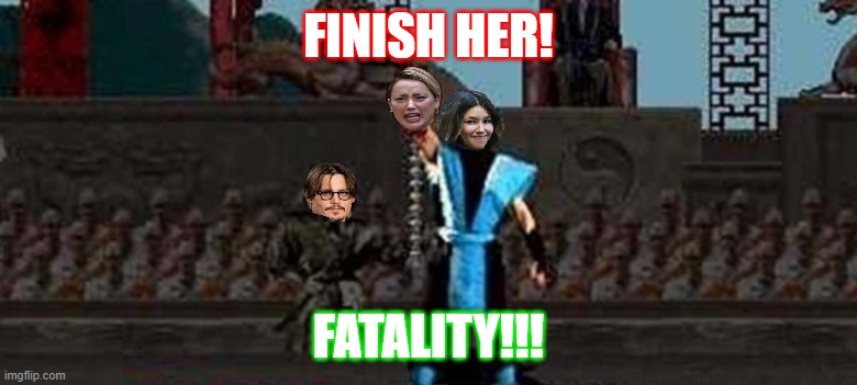 Camille Vasquez Finishes Amber Heard | FINISH HER! FATALITY!!! | image tagged in amber heard,johnny depp,camille vasquez,mortal kombat | made w/ Imgflip meme maker