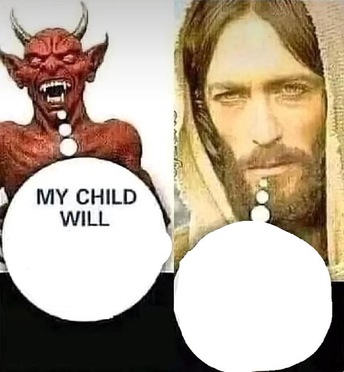 Satan vs Jesus Blank Meme Template
