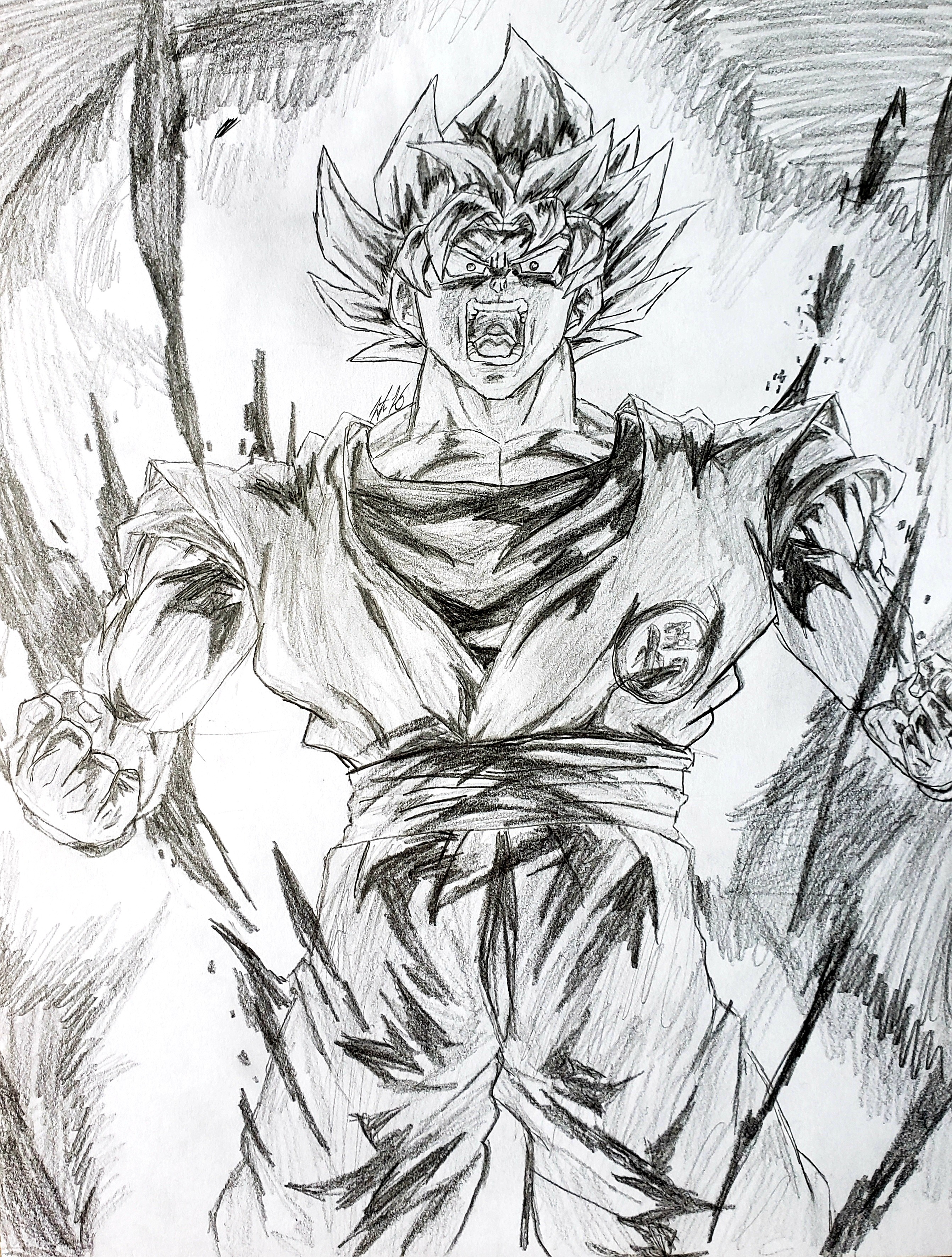 Spark of Rebellion | image tagged in drawing,dragon ball z,goku | made w/ Imgflip meme maker