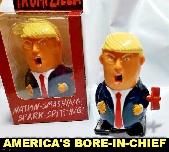 Always the same old same old. |  AMERICA'S BORE-IN-CHIEF | image tagged in donald trump the windup doll totally predictable no surprises,trump,boring,same,old,whining | made w/ Imgflip meme maker