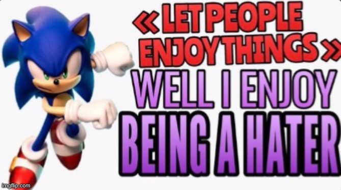 I enjoy being a hater | image tagged in i enjoy being a hater | made w/ Imgflip meme maker