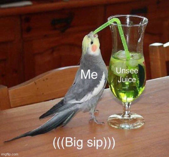 Unsee juice (((Big sip))) | image tagged in unsee juice big sip | made w/ Imgflip meme maker