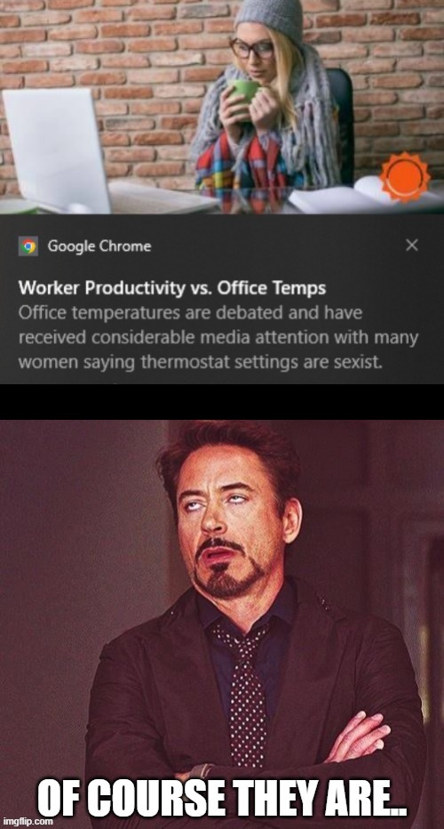 of course | image tagged in sexism,face you make robert downey jr,whatever | made w/ Imgflip meme maker