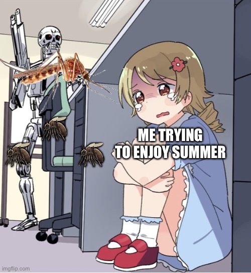 Anime Girl Hiding from Terminator | ME TRYING TO ENJOY SUMMER; 🦟


🦟           🦟 | image tagged in anime girl hiding from terminator | made w/ Imgflip meme maker