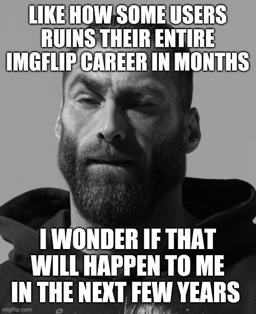 LIKE HOW SOME USERS RUINS THEIR ENTIRE IMGFLIP CAREER IN MONTHS; I WONDER IF THAT WILL HAPPEN TO ME IN THE NEXT FEW YEARS | made w/ Imgflip meme maker