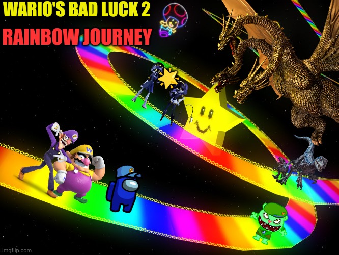 Wario's Bad Luck 2.mp3 | WARIO'S BAD LUCK 2; RAINBOW JOURNEY; 🌟 | image tagged in wario dies,wario,too many tags | made w/ Imgflip meme maker