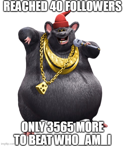 Biggie Cheese |  REACHED 40 FOLLOWERS; ONLY 3565 MORE TO BEAT WHO_AM_I | image tagged in biggie cheese | made w/ Imgflip meme maker