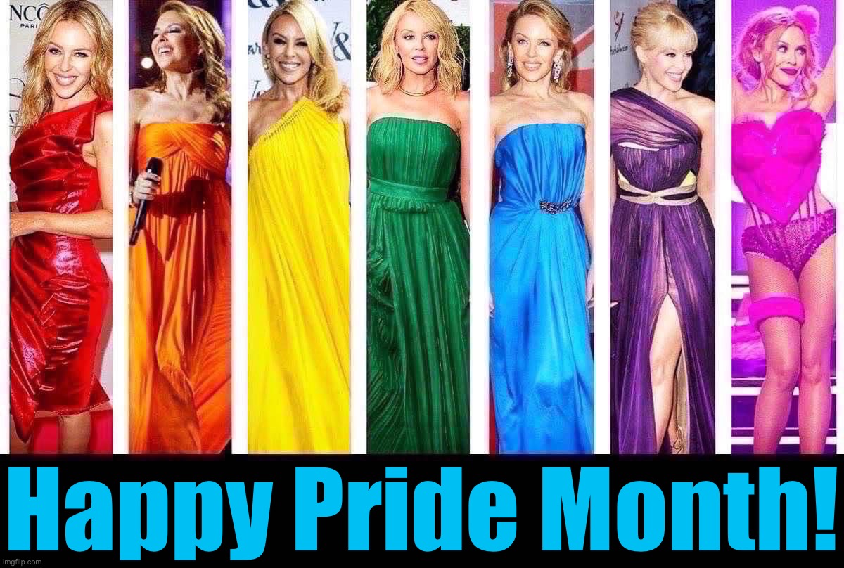 Kylie rainbow dresses | Happy Pride Month! | image tagged in kylie rainbow dresses | made w/ Imgflip meme maker