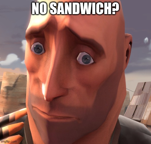 No Bitches? Heavy TF2 | NO SANDWICH? | image tagged in no bitches heavy tf2 | made w/ Imgflip meme maker