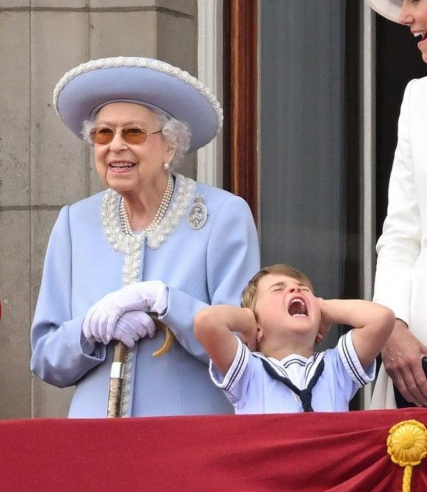 Smiling Queen Elizabeth and Prince Louis Blank Meme Template