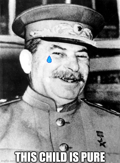 Stalin smile | THIS CHILD IS PURE | image tagged in stalin smile | made w/ Imgflip meme maker