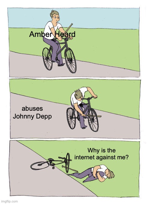 ¯\_(ツ)_/¯ | Amber Heard; abuses Johnny Depp; Why is the internet against me? | image tagged in memes,bike fall | made w/ Imgflip meme maker