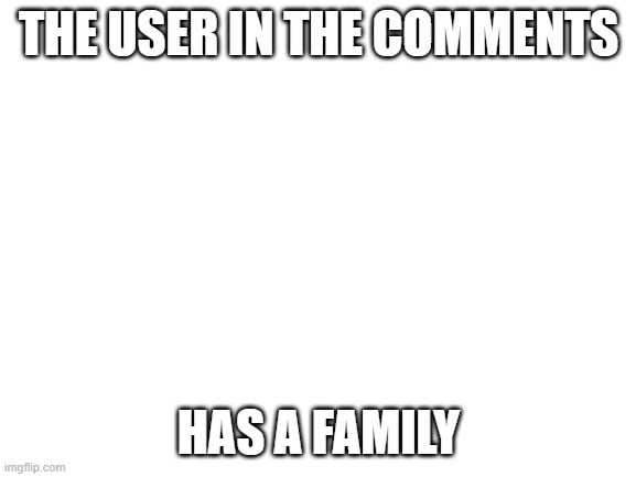 The user in the comments has a family | THE USER IN THE COMMENTS; HAS A FAMILY | image tagged in blank white template,duolingo | made w/ Imgflip meme maker