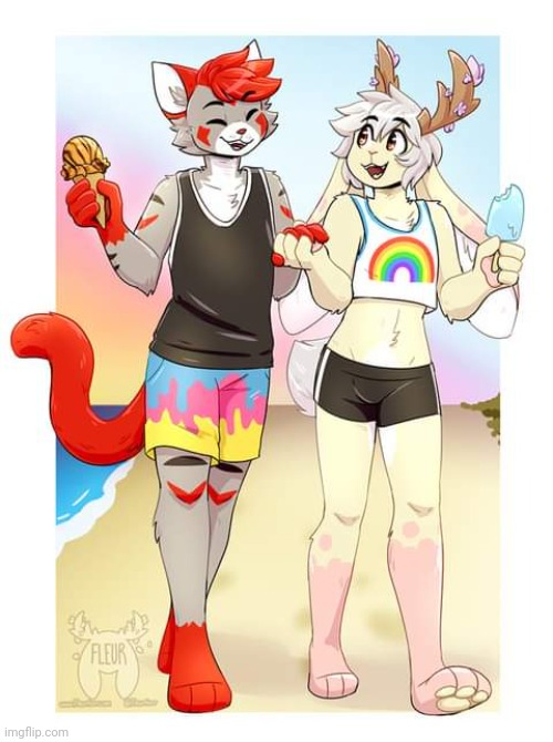 Art by Fleurfurr | image tagged in furry,cute,wholesome | made w/ Imgflip meme maker