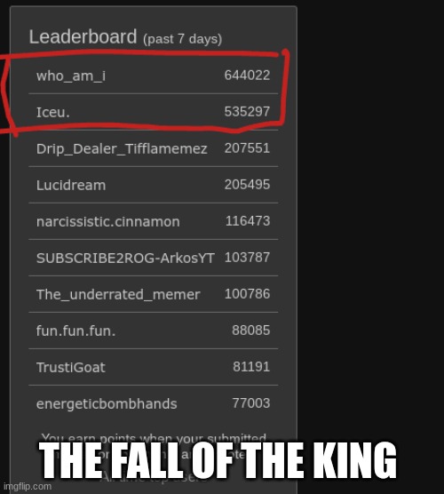 he fell | THE FALL OF THE KING | image tagged in iceu | made w/ Imgflip meme maker