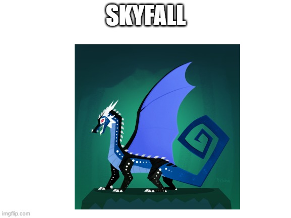 Skyfall, the Rainwing-Nightwing hybrid. She's usually very angry. | SKYFALL | image tagged in wings of fire,dragon,art | made w/ Imgflip meme maker