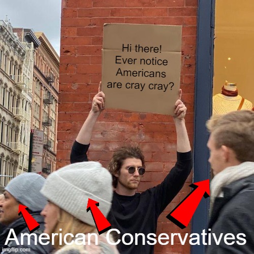 Move along. Nothing to see here. | Hi there!
Ever notice Americans are cray cray? American Conservatives | image tagged in memes,guy holding cardboard sign,americans,conservatives,cray | made w/ Imgflip meme maker