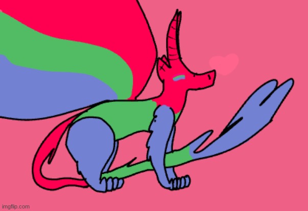 Poly Dragon! happy pride month! | image tagged in pride,pride month,dragon,drawing | made w/ Imgflip meme maker