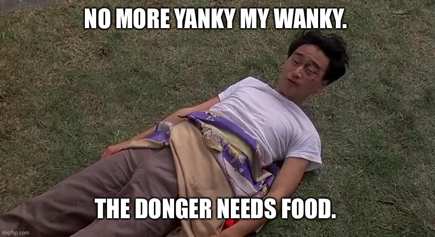 NO MORE YANKY MY WANKY. THE DONGER NEEDS FOOD. | made w/ Imgflip meme maker