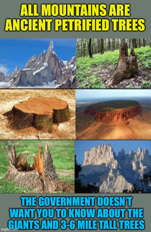 We were ants and still are, I will crush you with a hammer | ALL MOUNTAINS ARE ANCIENT PETRIFIED TREES; THE GOVERNMENT DOESN’T WANT YOU TO KNOW ABOUT THE GIANTS AND 3-6 MILE TALL TREES | made w/ Imgflip meme maker
